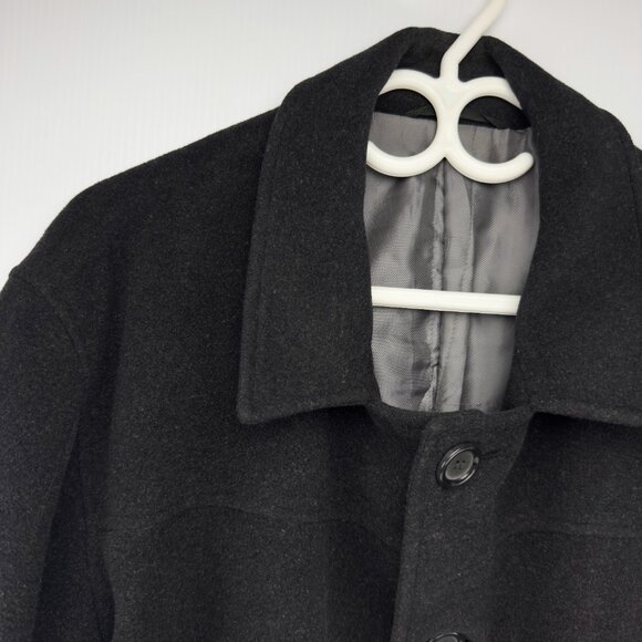 BOSCO UOMO Charcoal Wool Pointed Collar Classic Pea Car Black man’s Coat sz 42 - Picture 3 of 7